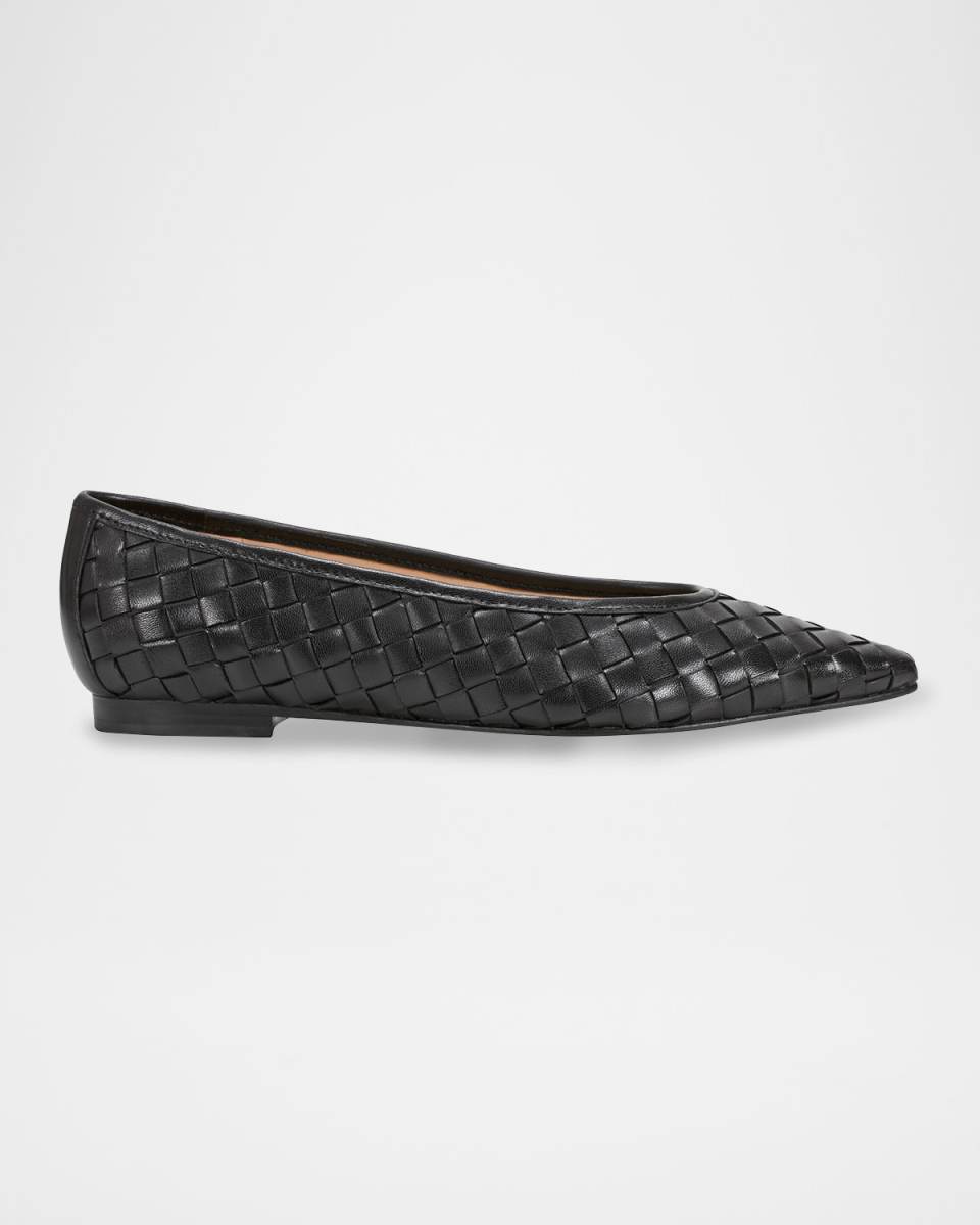 Damaria Woven Leather Ballerina Flats
